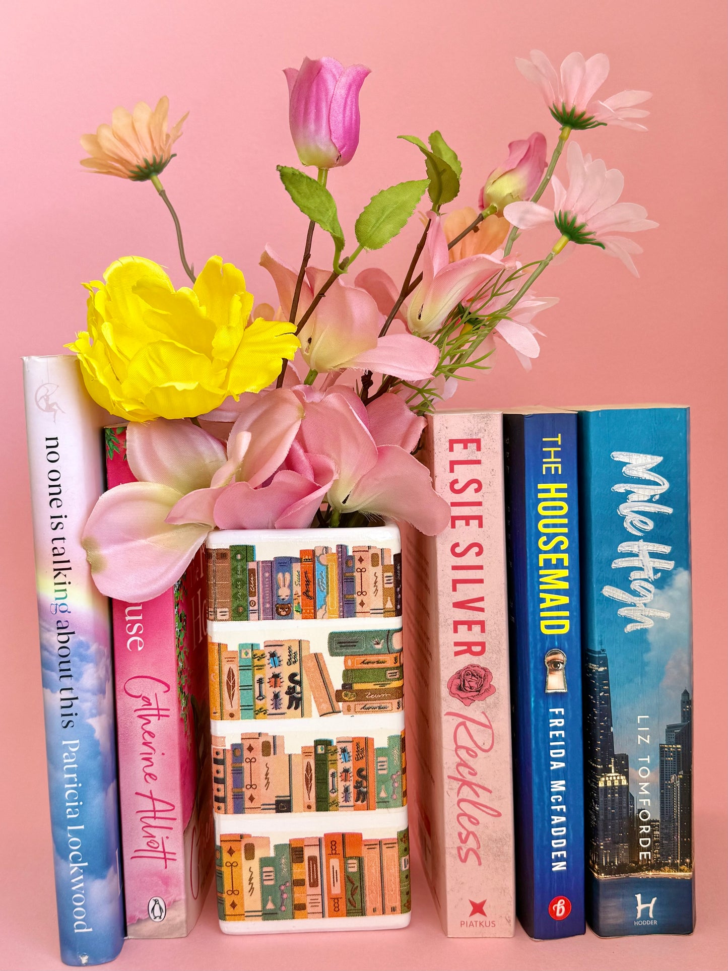 Cosy Library Books Ceramic Vase Decoupage