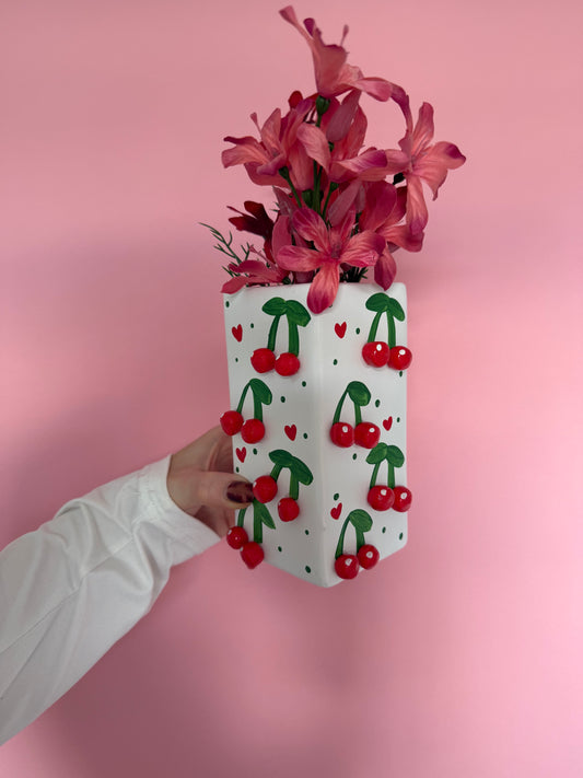 Cherry Ceramic Vase Quirky Fruit Home Decor