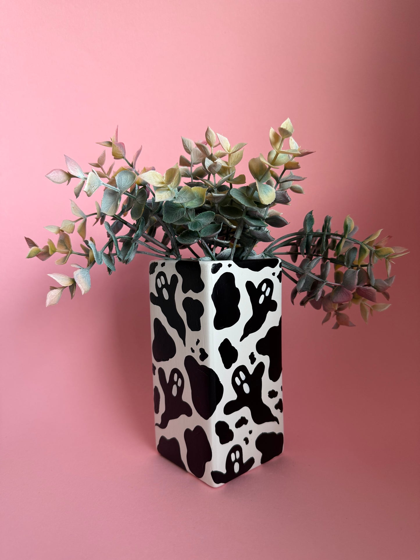 Cow Print Ghostie Ceramic Vase