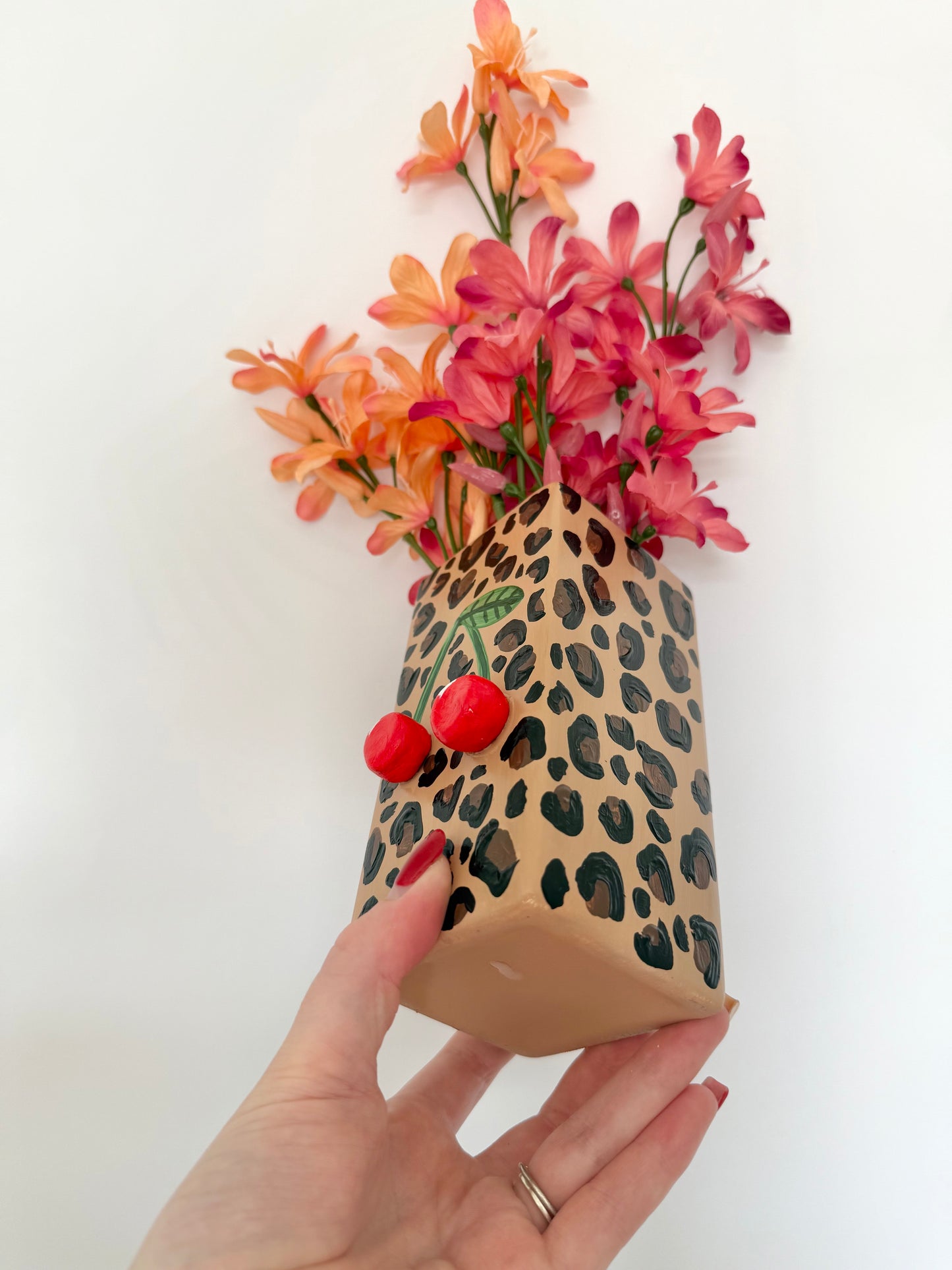 Cherry Leopard Print Vase