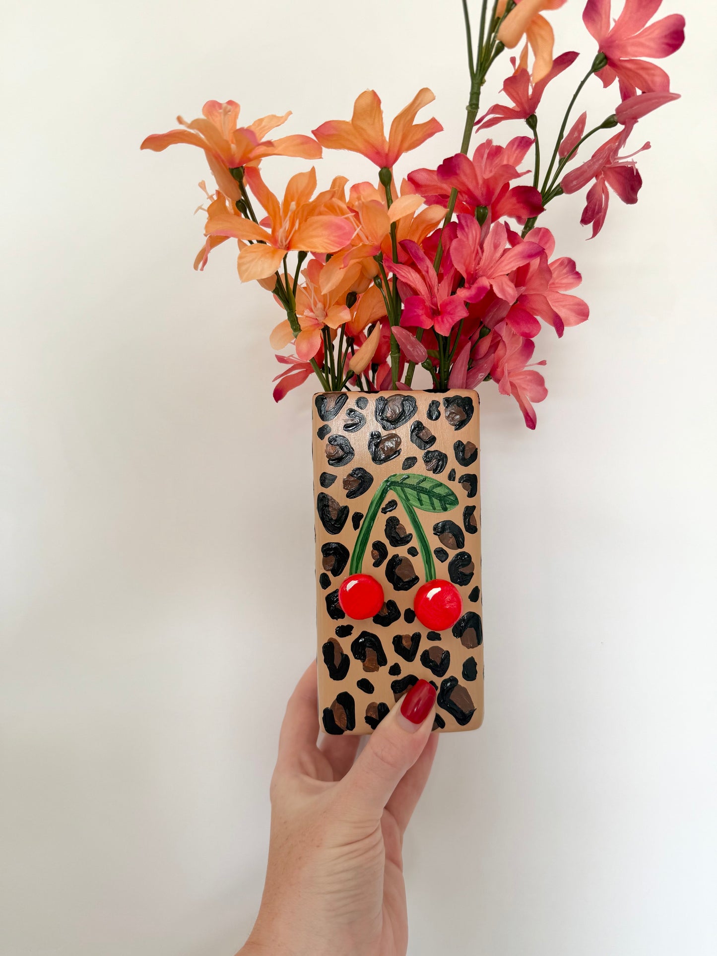 Cherry Leopard Print Vase