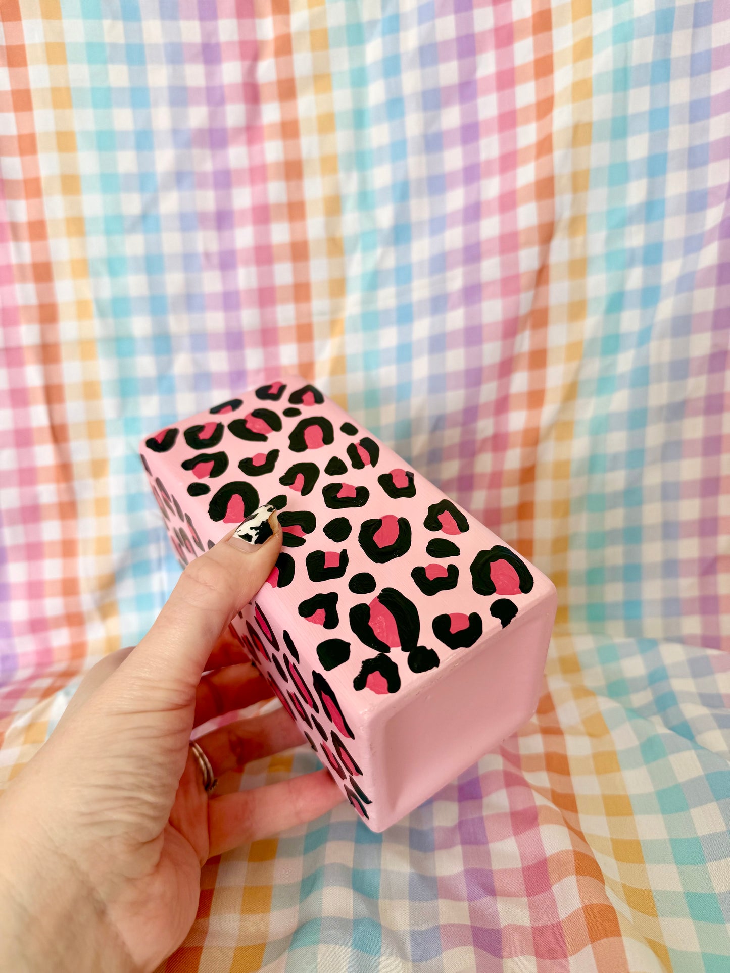 Pink Leopard Print Ceramic Vase