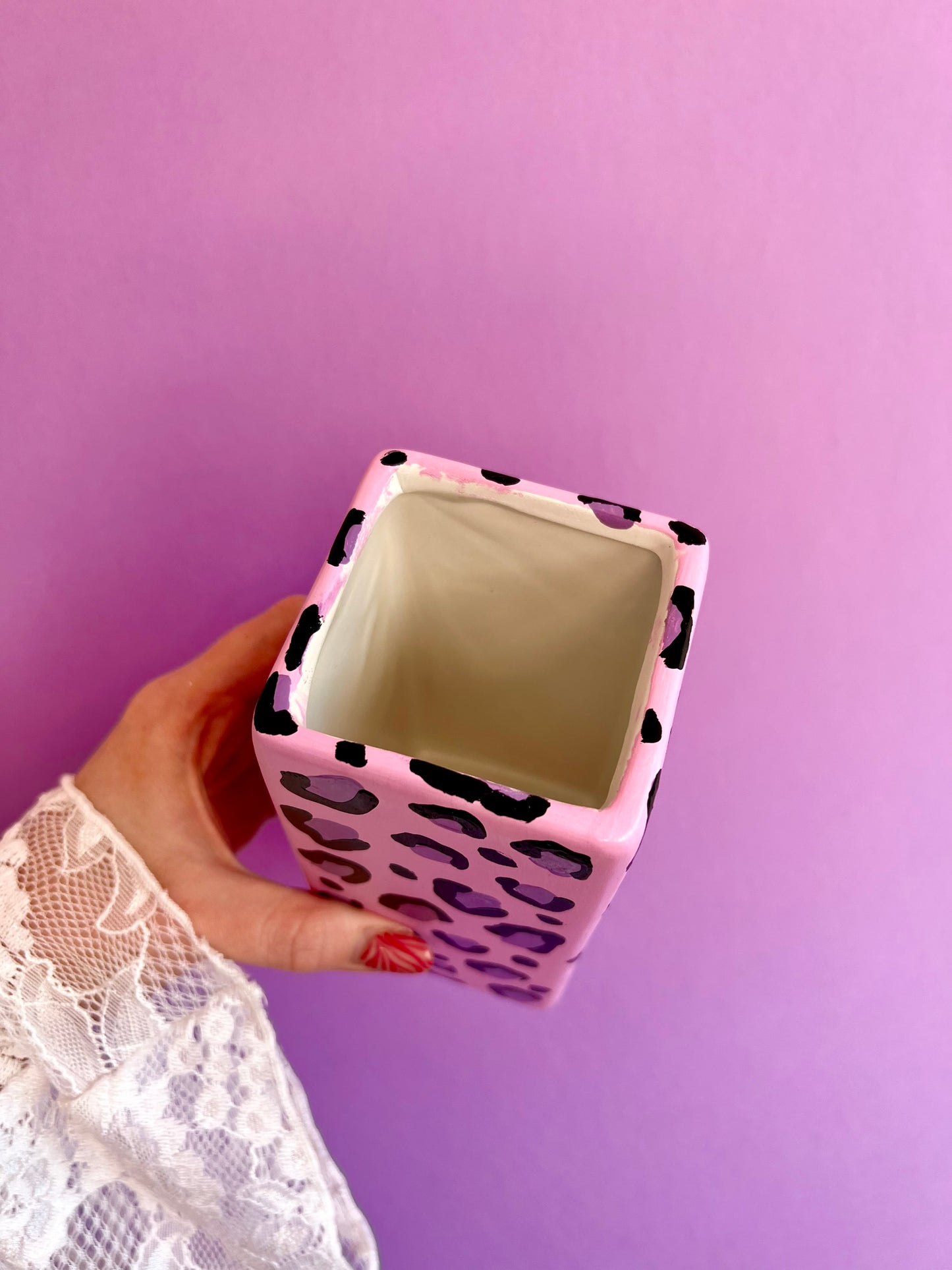 Pink & Lilac Leopard Print Ceramic Vase