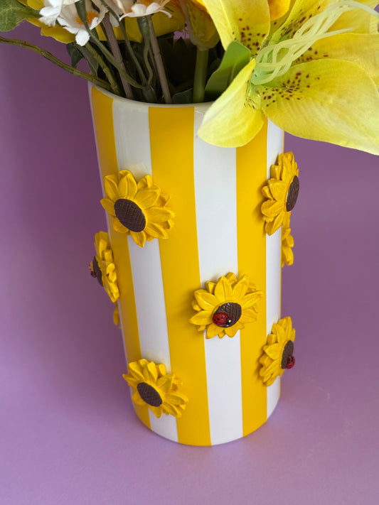 Sunflower Stripe Ceramic Vase