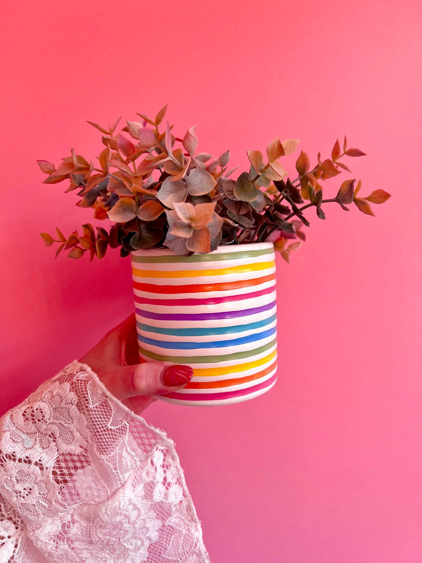 Rainbow Stripe Mini Vase/Pot