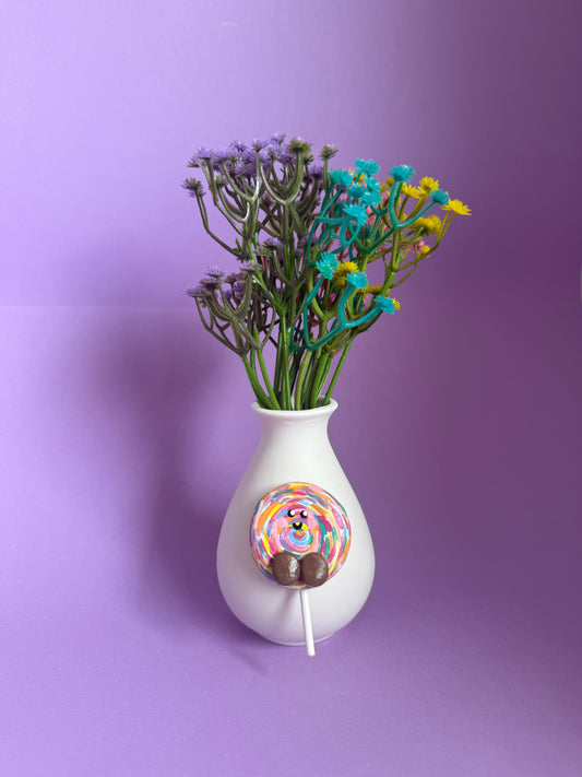 Rainbow Lollipop Bud Vase