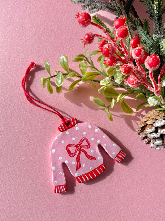 Pink & Red Christmas Jumper Bauble Tree Decoration