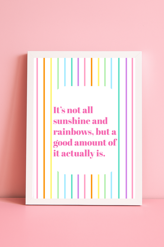 Sunshine & Rainbows Stripe Print Positivity Wall Art A4 Unframed
