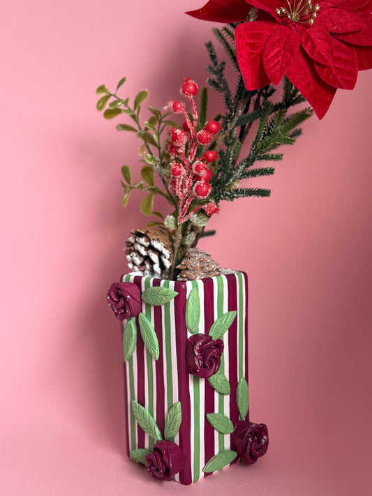 Midnight Rose Ceramic Vase