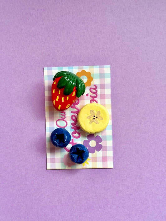 Fruit Magnets Strawberry Banana Blueberries