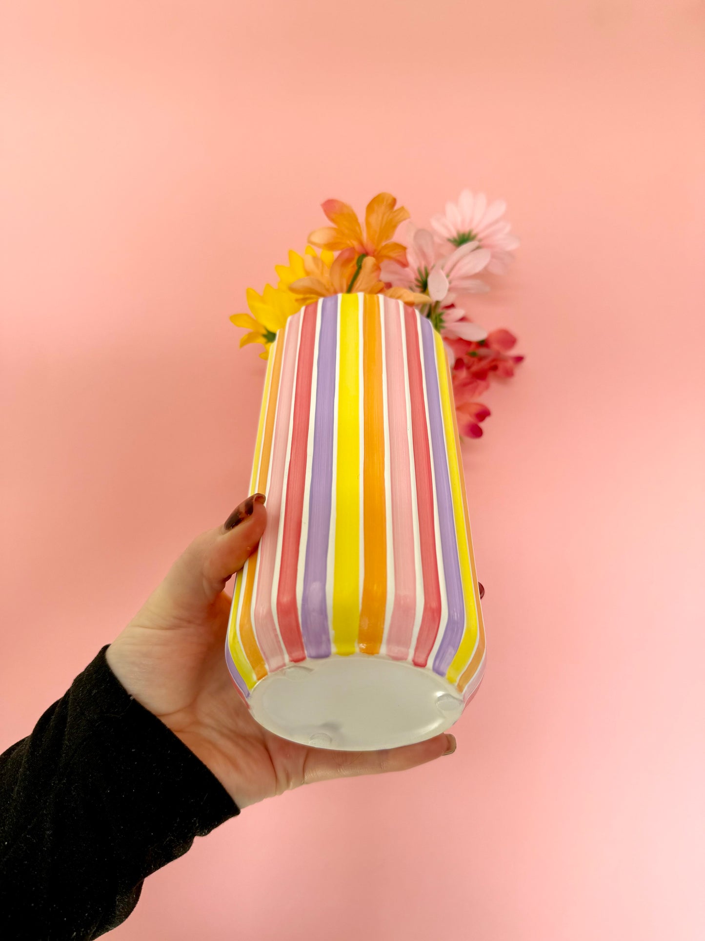 Sunset Stripe Ceramic Vase Hand Painted