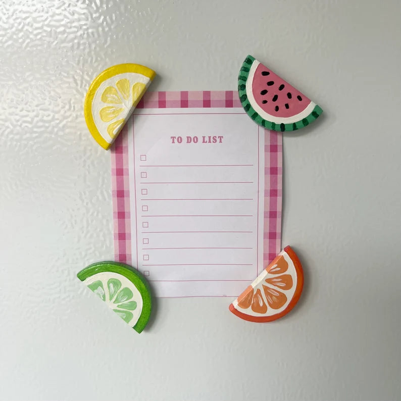 Fruit Magnets Set of 4 Fridge Magnets, Kitchen Decor, Locker Magnets Lemon, Lime, Orange, Watermelon