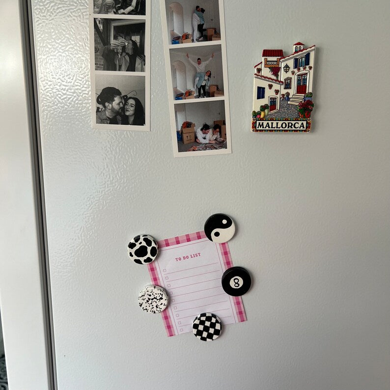 Black and White Magnets Set of 5 Fridge Magnets, Kitchen Decor, Locker Magnets Yin Yang