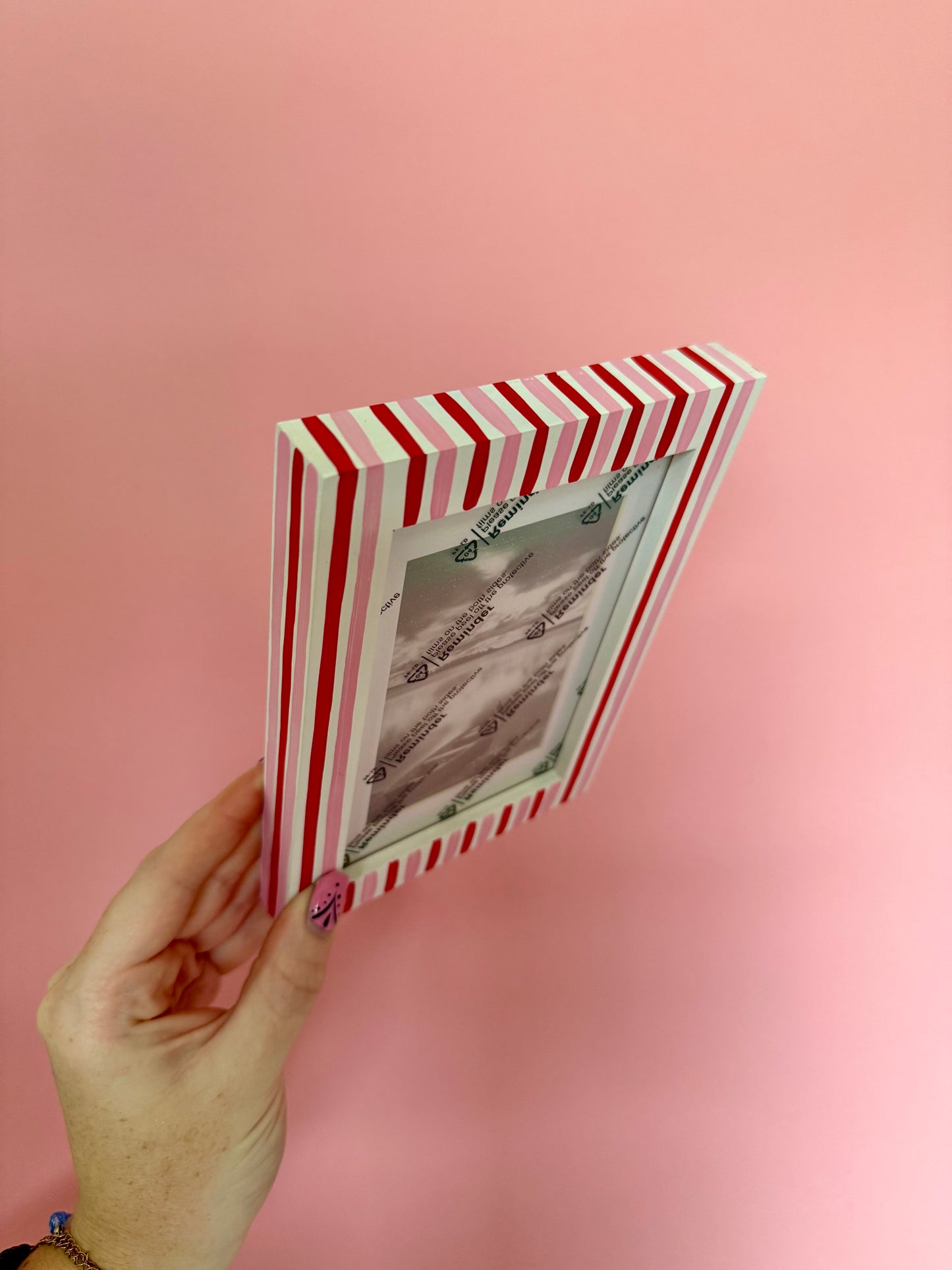 Red & Pink Stripe Photo Frame