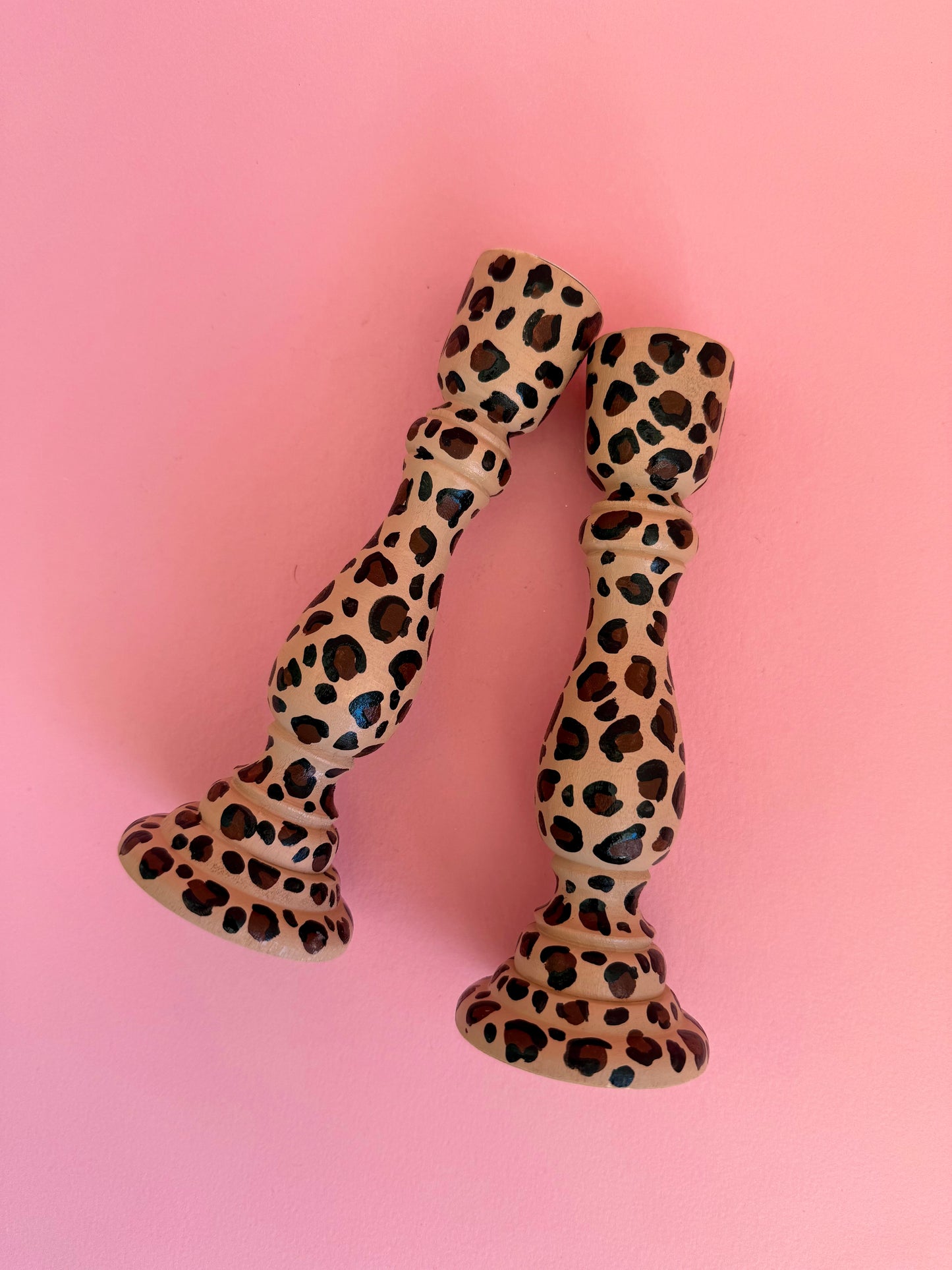 Leopard Print Candlestick Holder Hand Painted