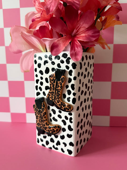 Wild Cowgirl Boots Ceramic Vase