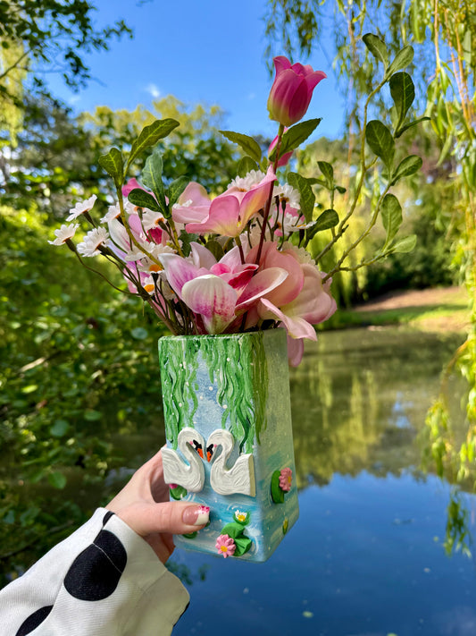 Swan Lake Ceramic Vase