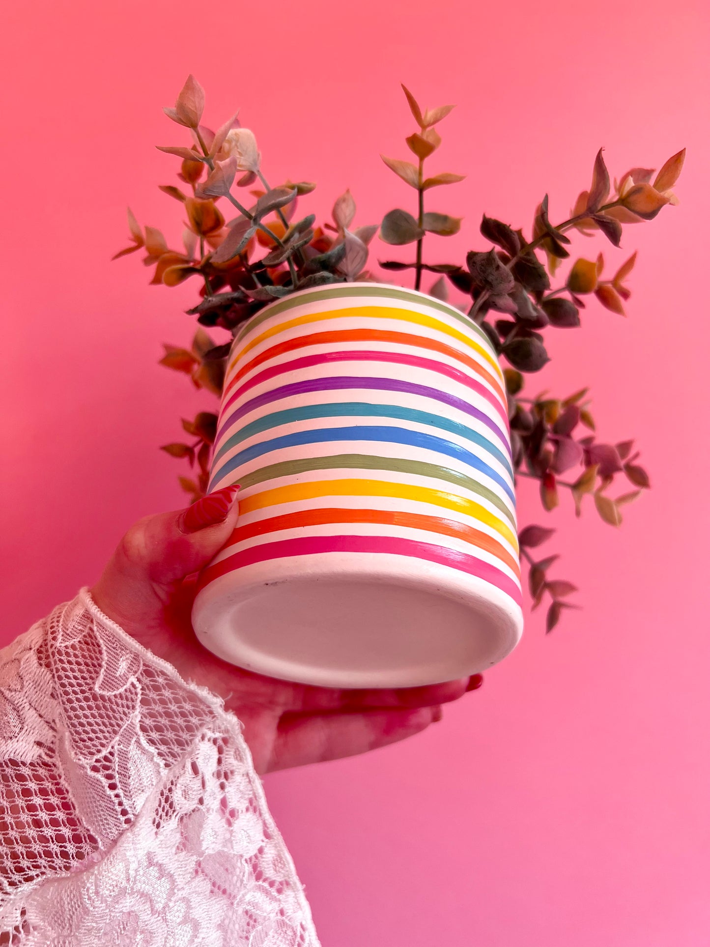 Rainbow Stripe Mini Vase/Pot