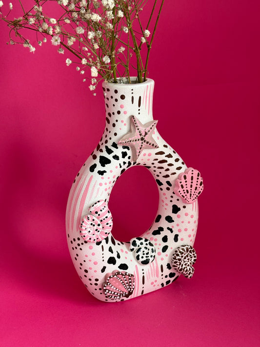 Original Pink & Brown Shell Vase