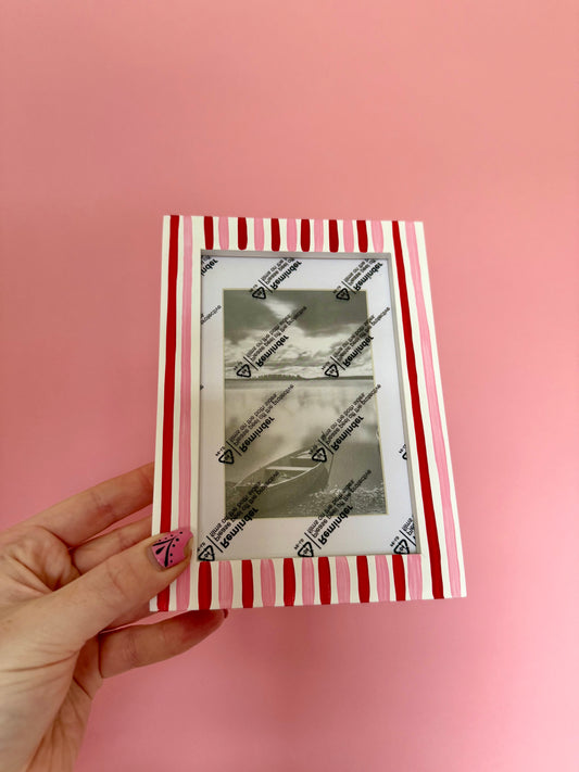 Red & Pink Stripe Photo Frame