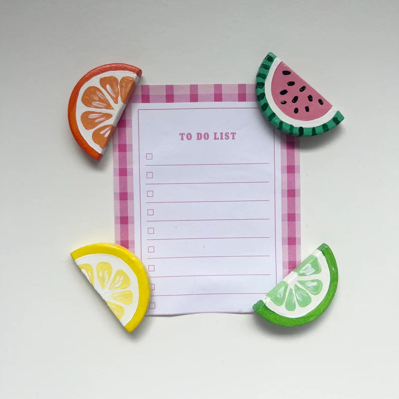 Fruit Magnets Set of 4 Fridge Magnets, Kitchen Decor, Locker Magnets Lemon, Lime, Orange, Watermelon