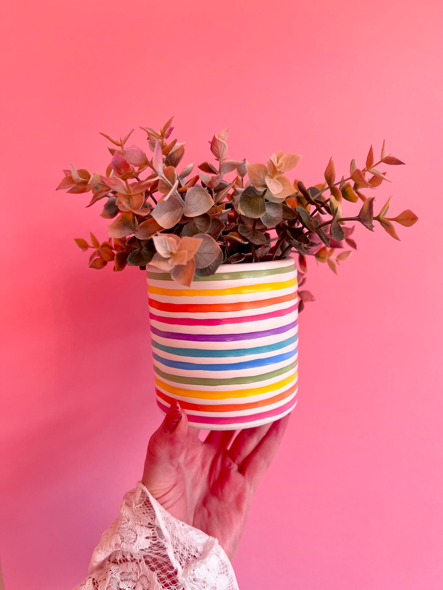 Rainbow Stripe Mini Vase/Pot