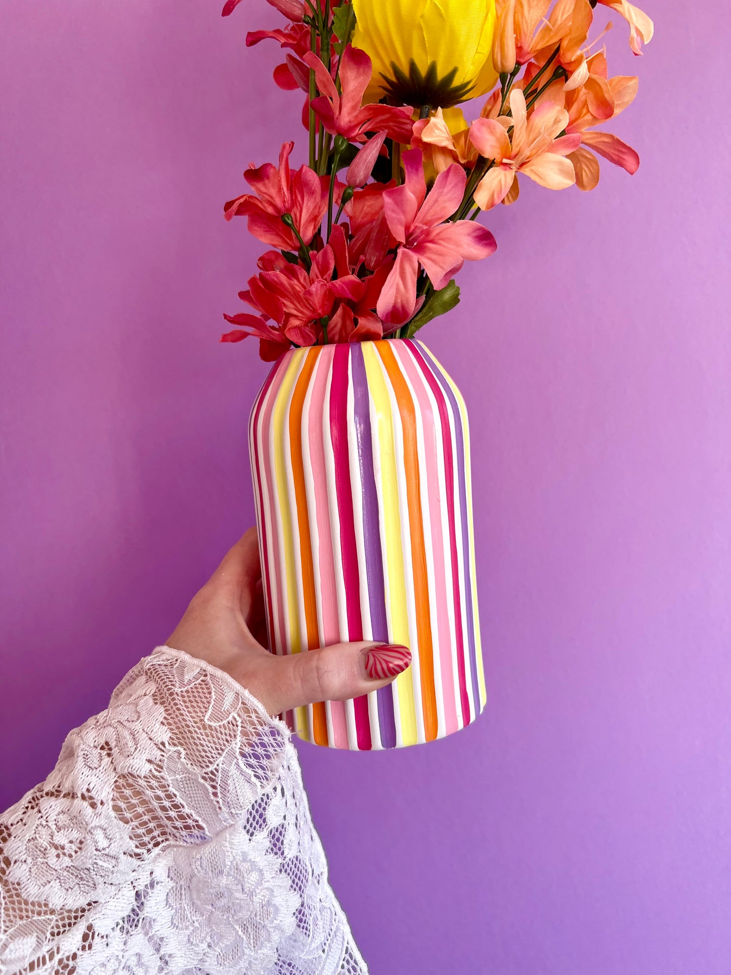 Summer Sunset Stripe Ceramic Vase