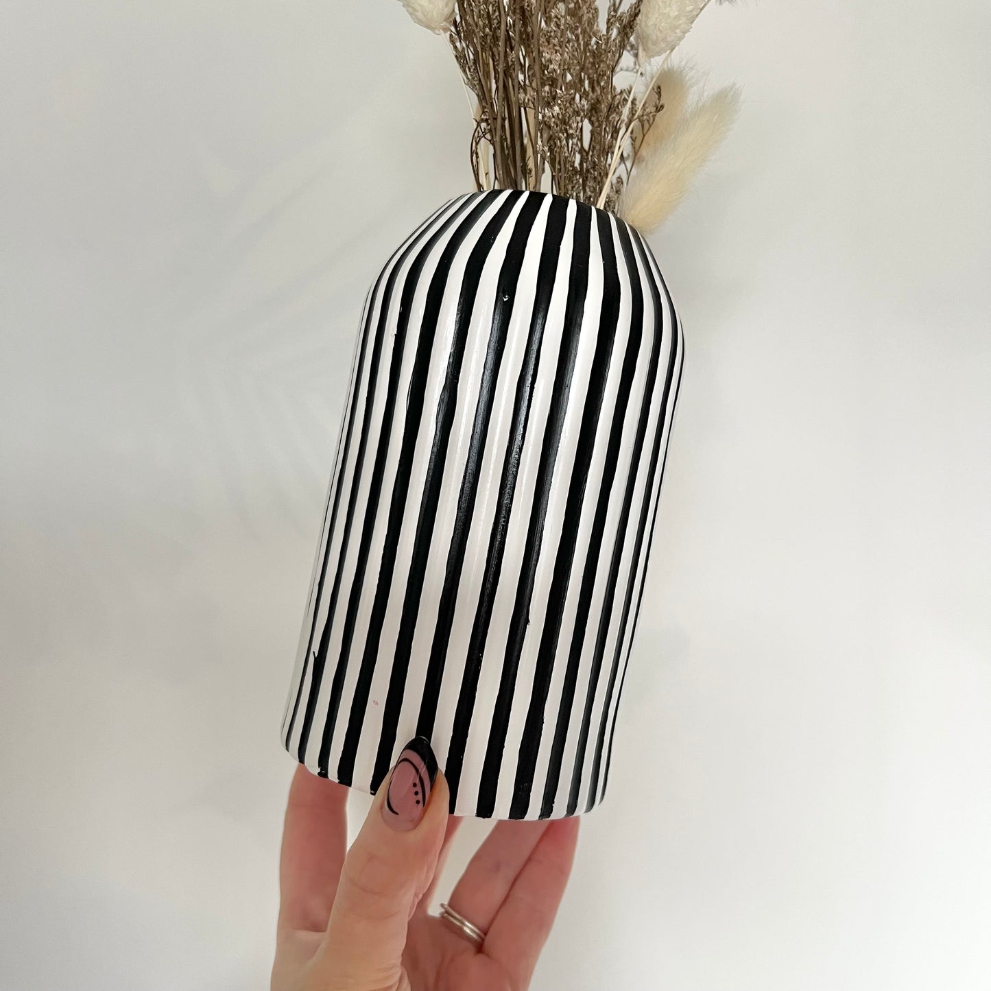 Stripe Vase Ceramic Black & White Quirky Colourful Home Decor