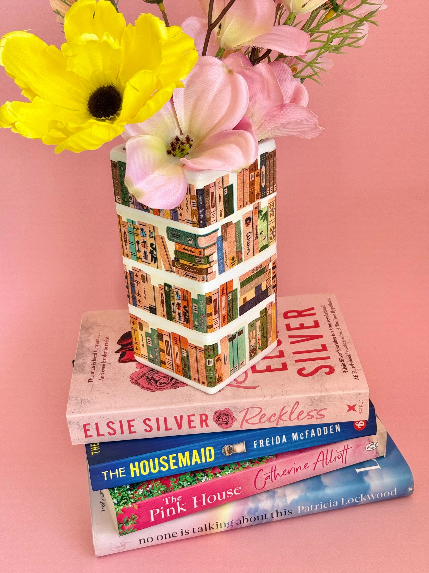 Cosy Library Books Ceramic Vase Decoupage