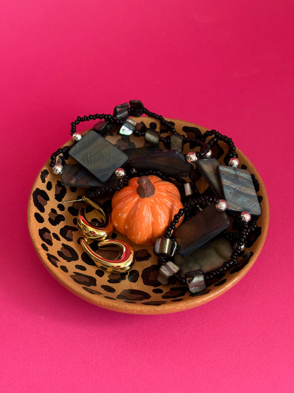 Leopard Print Pumpkin Trinket Dish