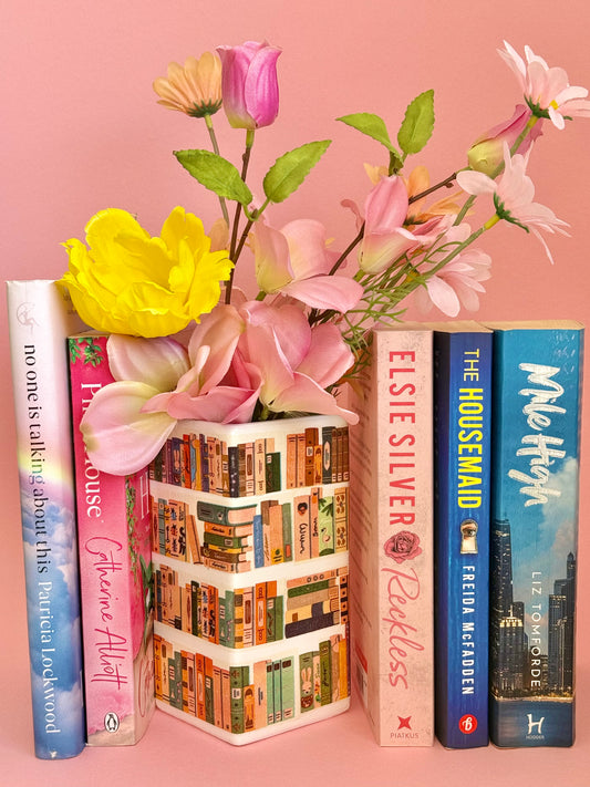 Cosy Library Books Ceramic Vase Decoupage