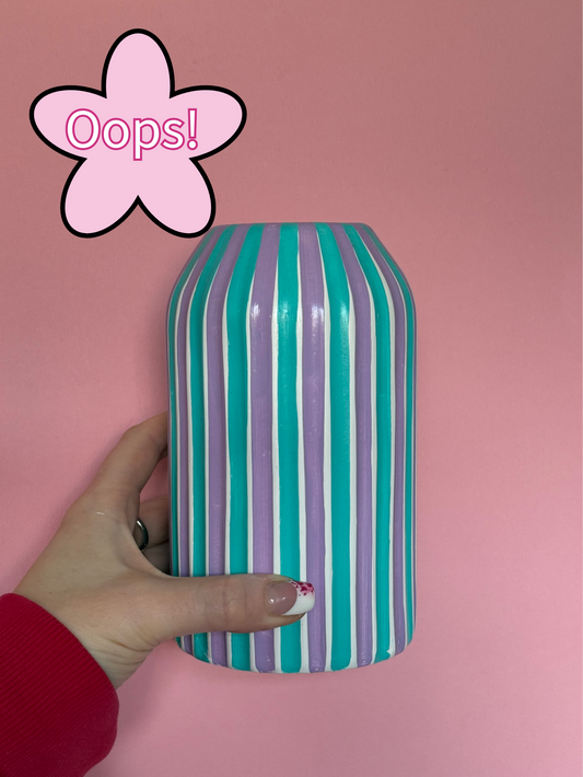 Seconds sale lilac and teal stripe vase