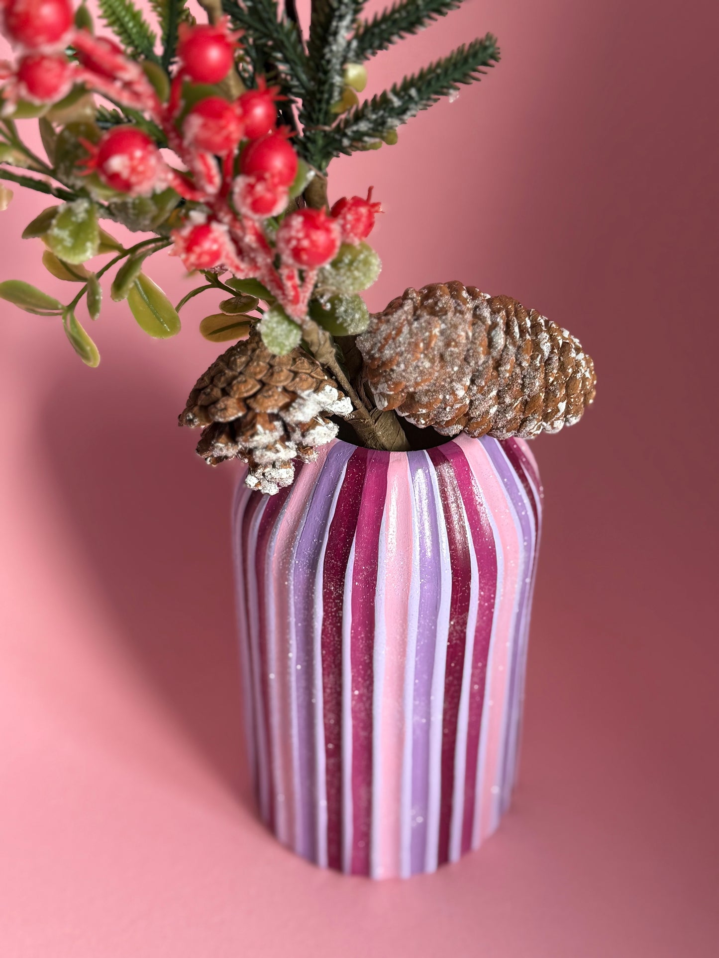 Sugar Plum Fairy Stripe Ceramic Vase