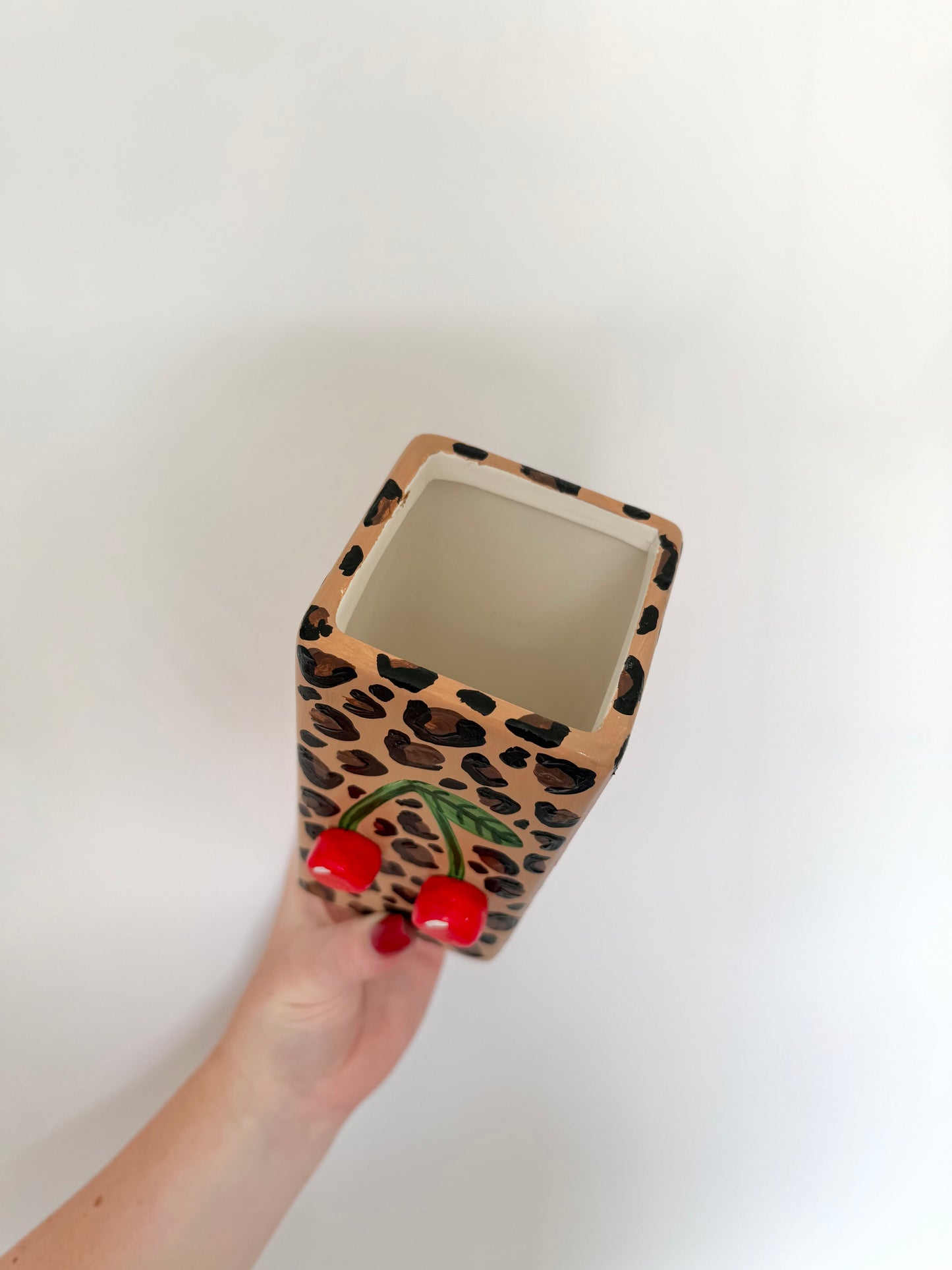 Cherry Leopard Print Vase