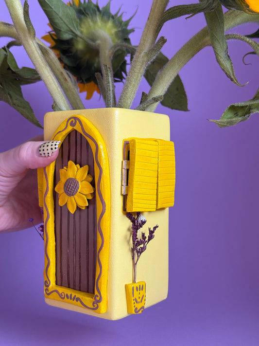 Sunflower House Interactive Ceramic Vase