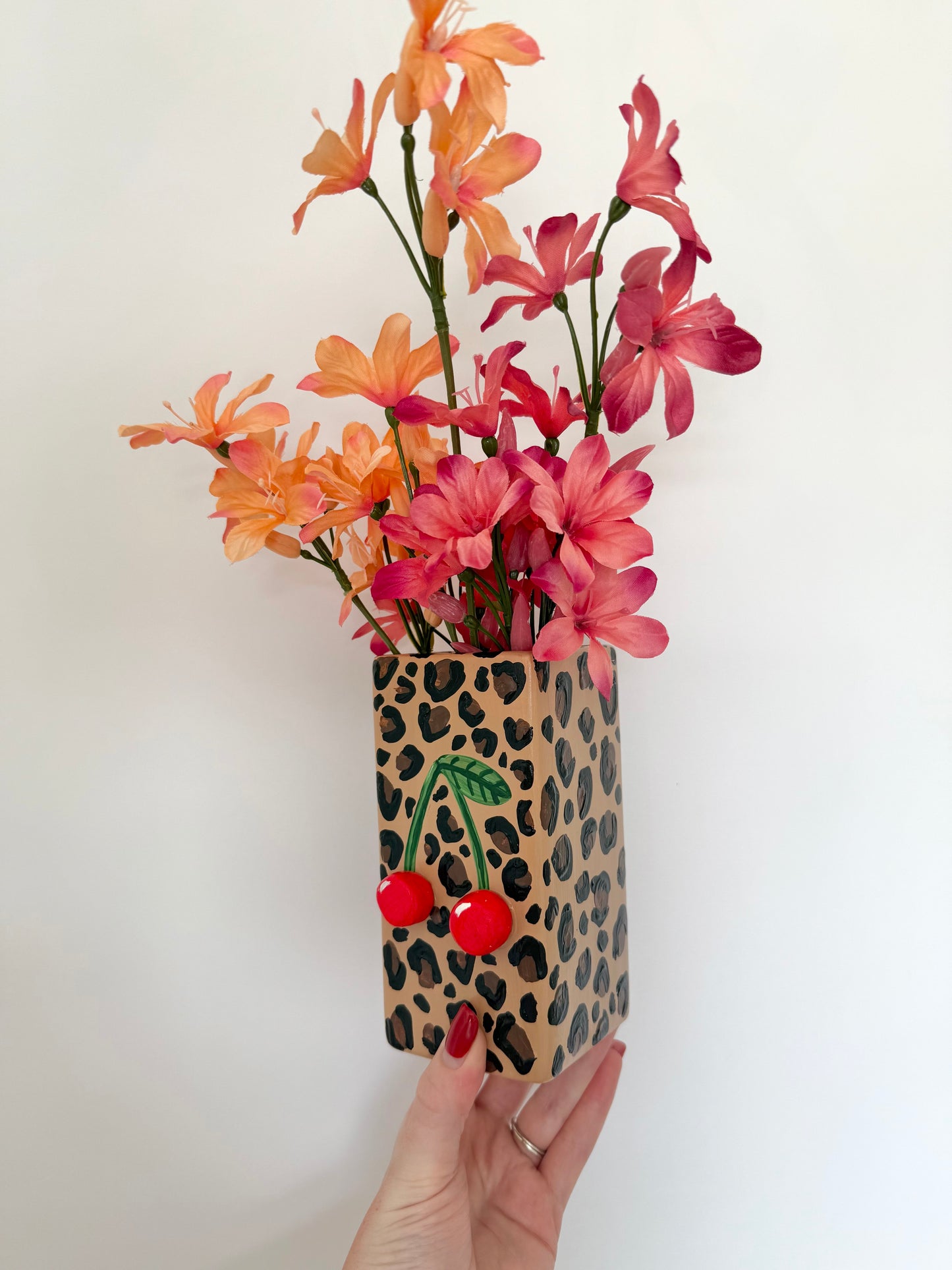 Cherry Leopard Print Vase