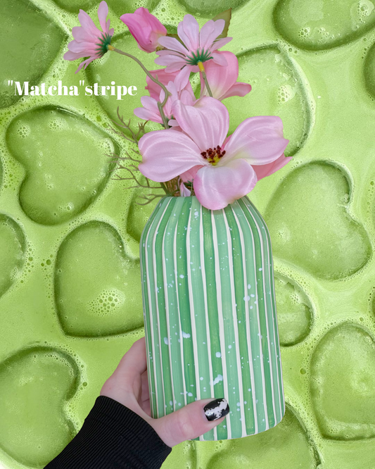Matcha Stripe Ceramic Vase