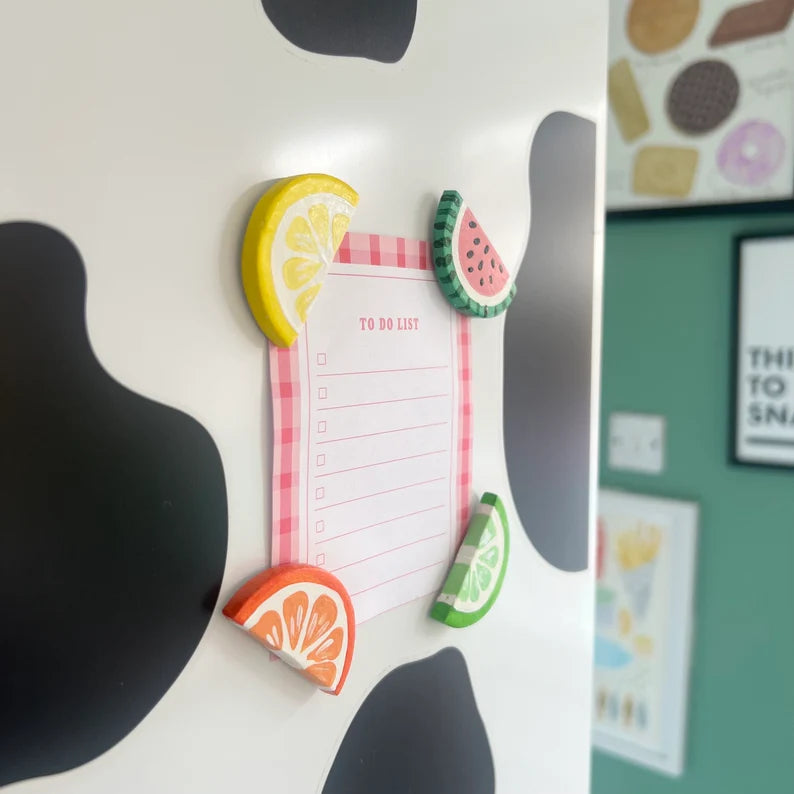 Fruit Magnets Set of 4 Fridge Magnets, Kitchen Decor, Locker Magnets Lemon, Lime, Orange, Watermelon