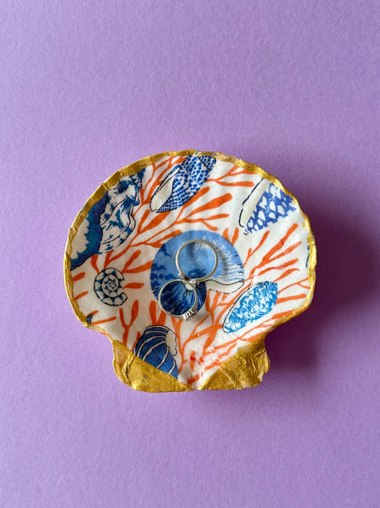 Shell Trinket Dish Jewellery Tray Decoupage