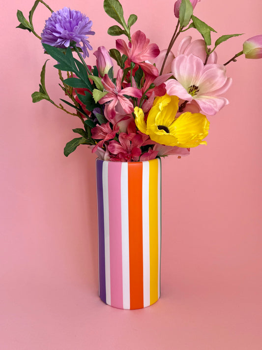Seconds sale Rainbow Stripe Tall Ceramic Vase