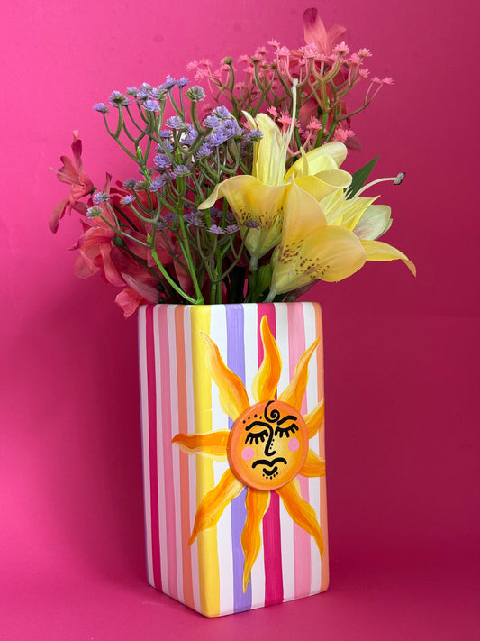 Sunset Sun Stripe Ceramic Vase