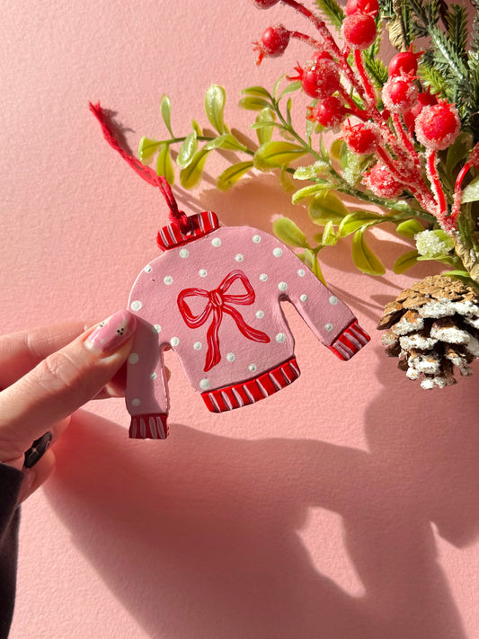 Pink & Red Christmas Jumper Bauble Tree Decoration