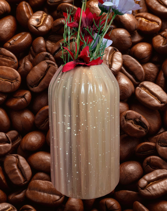 Coffee Stripe Ceramic Vase