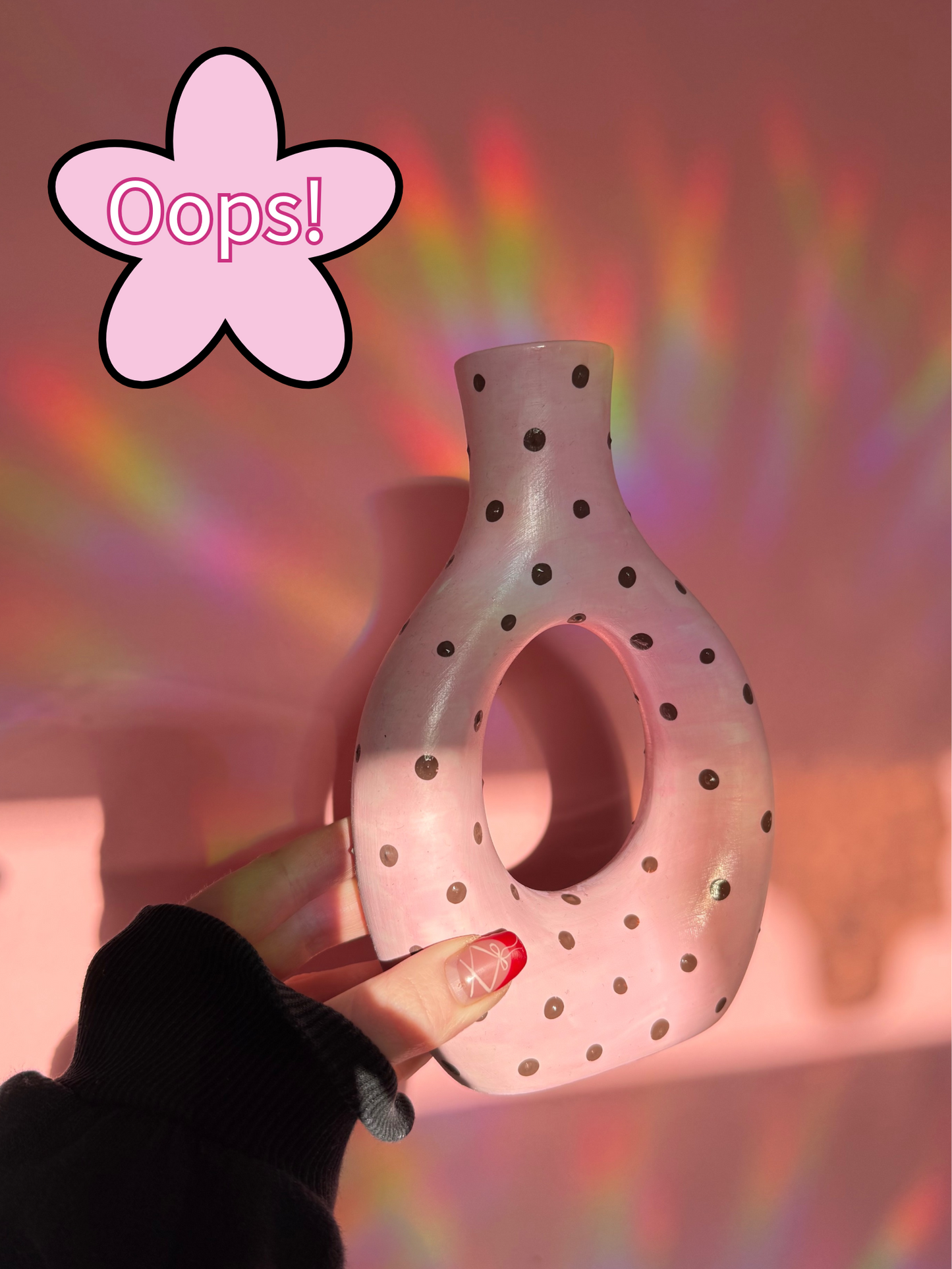 Seconds Pink Polka Dot Ceramic Vase