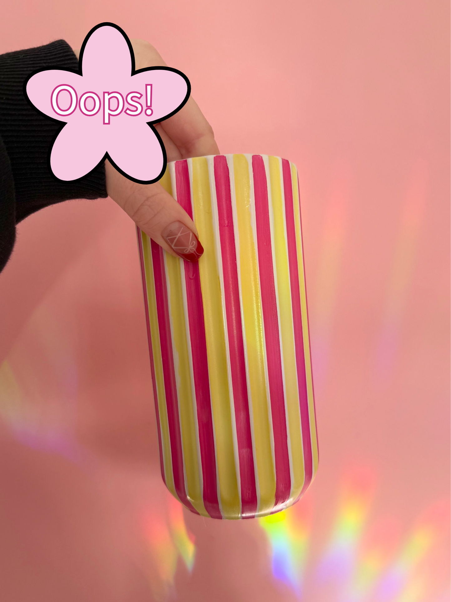 Seconds Rhubarb and Custard Stripe Vase