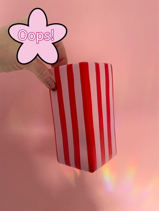 Seconds Pink & Red Stripe Vase