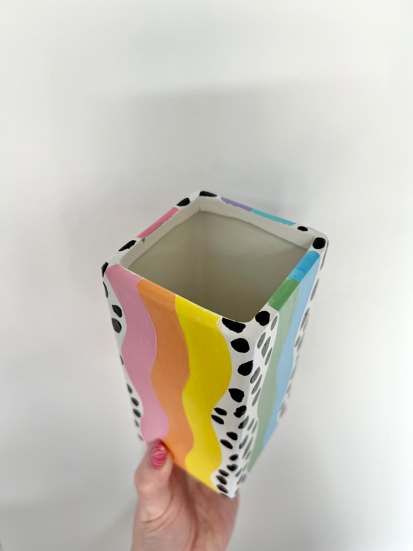 Rainbow Dalmation Wavy Vase