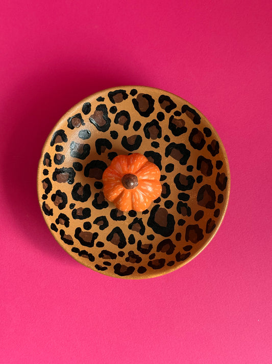 Leopard Print Pumpkin Trinket Dish