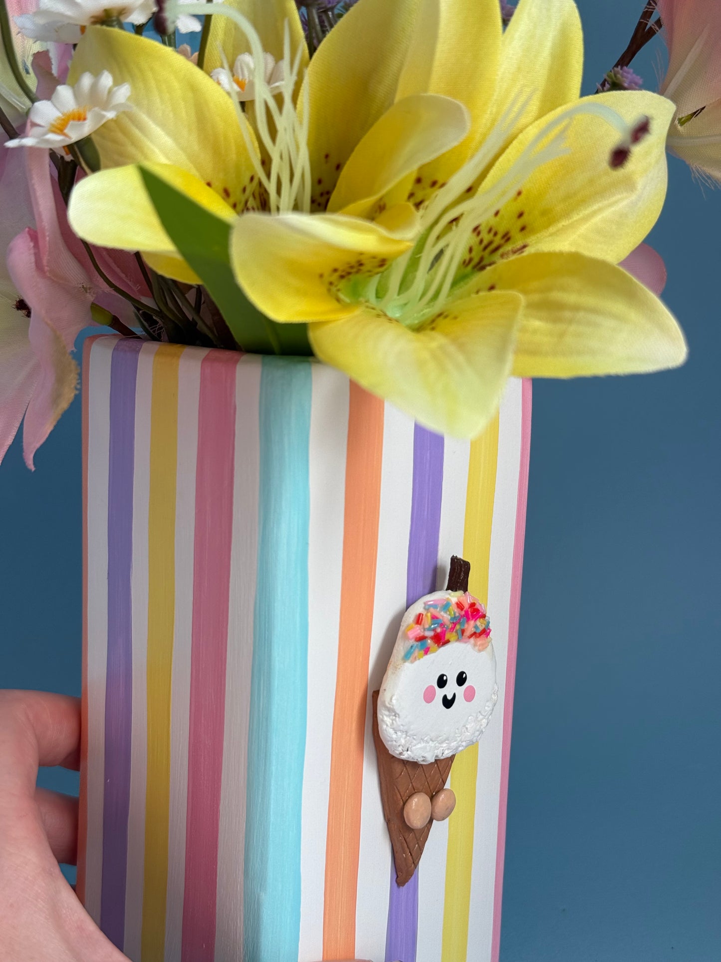 Ice Cream Beach Hut Stripe Ceramic Vase