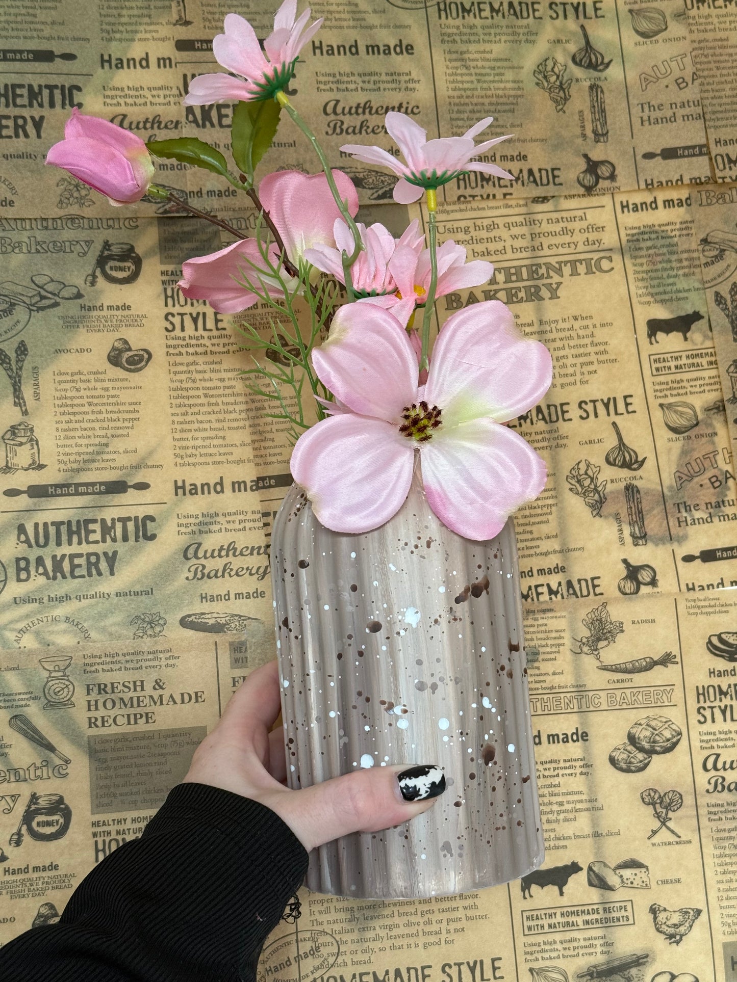 Coffee Stripe Ceramic Vase